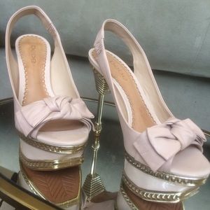 Bebe blush platform heels